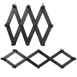 WOOOD Levin Gevouwen Kapstok - Hout - Zwart - Set Van 2