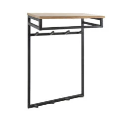 Industriële Kapstok Tessa 8 Haken Acaciahout - 33x55x80 Cm - Hout - Bruin -Opslag Meubelwinkel 1000099306 0103
