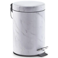 Zeller Pedaalemmer - Wit - Marmerprint - 3 L