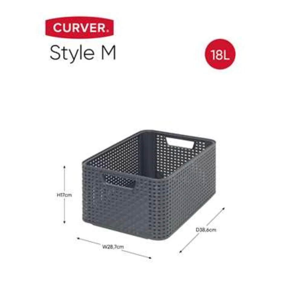 Curver Style Opbergmand M - 18L - 3 Stuks - Antraciet 5 Curver Style Opbergmand M - 18L - 3 Stuks - Antraciet - Afbeelding 3