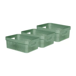 Curver Infinity Recycled Dots Opbergbox - 11L - 3 Stuks - Groen