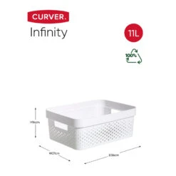 Curver Infinity Recycled Dots Opbergbox - 11L - 3 Stuks - Wit -Opslag Meubelwinkel 1440306620 0101