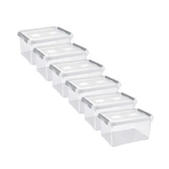 Curver Handy+ Opbergbox - 15L - 6 Stuks - Transparant Met Deksel