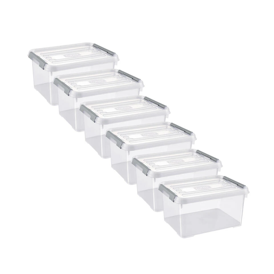 Curver Handy+ Opbergbox - 15L - 6 Stuks - Transparant Met Deksel 3 Curver Handy+ Opbergbox - 15L - 6 Stuks - Transparant Met Deksel