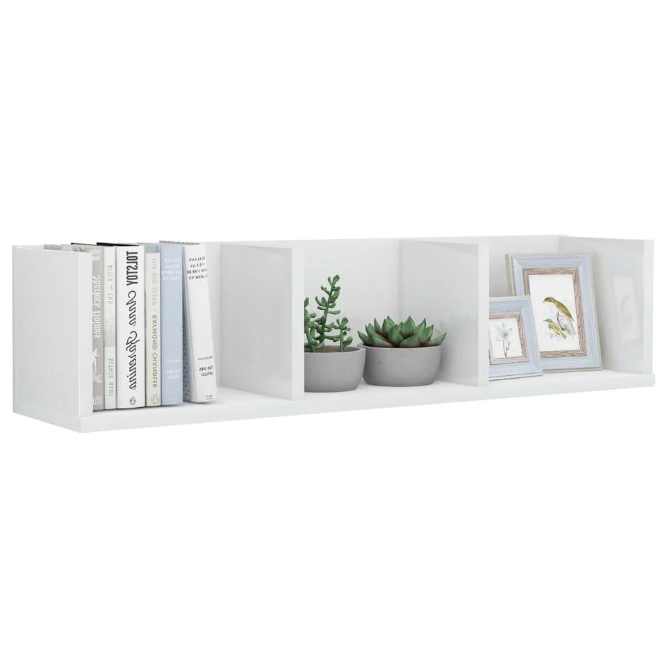 VidaXL Cd-wandschap 75x18x18 Cm Bewerkt Hout Hoogglans Wit 5 VidaXL Cd-wandschap 75x18x18 Cm Bewerkt Hout Hoogglans Wit - Afbeelding 3