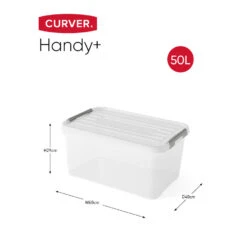 Curver Handy+ Opbergbox - 50L - 3 Stuks - Transparant Met Deksel -Opslag Meubelwinkel 1645168536 0101