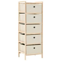 VidaXL Opbergrekken Met 5 Stoffen Manden 2 St Cederhout Beige -Opslag Meubelwinkel 1e2fe31d1a00478d8b3175729e960105