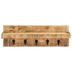 VidaXL Wandkapstok 60x15x20 Cm Massief Ruw Mangohout -Opslag Meubelwinkel 29763532dff649f98d781bdc3d0b0d55