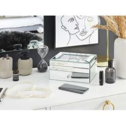 Beliani Juwelenkist KOFI - Zilver Glas -Opslag Meubelwinkel 5394d6fe67eb4f11aceedd4e3ced5541