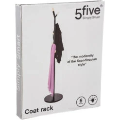 5Five Kapstok - Zwart - Metaal/MDF - 6 Haaks - 40 X 175 Cm -Opslag Meubelwinkel 5a7b2683008c41a481aeaf1268791384
