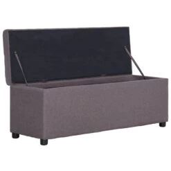 VidaXL Bankje Met Opbergvak 116 Cm Polyester Taupe -Opslag Meubelwinkel 63ab532b30d942c6846ea5860dadfe5f