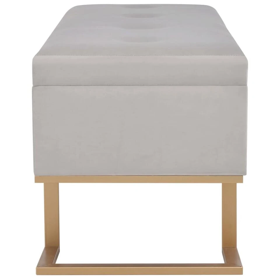 VidaXL Bankje Met Opbergvak 105 Cm Fluweel Grijs 5 VidaXL Bankje Met Opbergvak 105 Cm Fluweel Grijs - Afbeelding 3