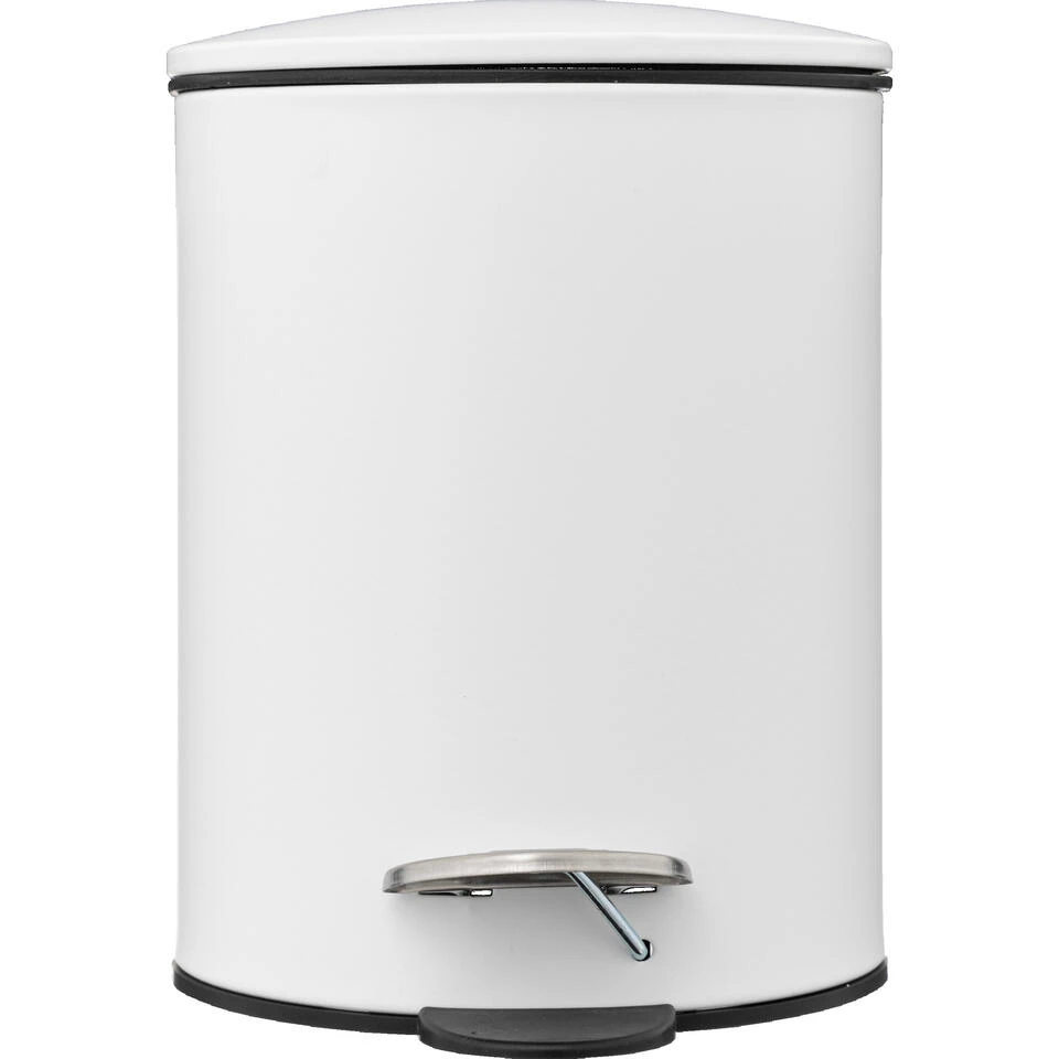 5Five Pedaalemmer - Wit - Metaal - 3L - 23 Cm - Soft Close 4 5Five Pedaalemmer - Wit - Metaal - 3L - 23 Cm - Soft Close - Afbeelding 2