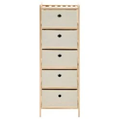 VidaXL Opbergrekken Met 5 Stoffen Manden 2 St Cederhout Beige -Opslag Meubelwinkel 6f1405fcd9ad4b3e9c45113cd81f98e8