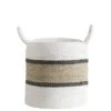 Mand Bologna - Naturel/wit/zwart - 40xØ38 Cm -Opslag Meubelwinkel 70503529