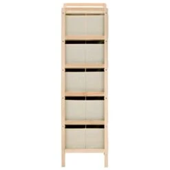 VidaXL Opbergrekken Met 5 Stoffen Manden 2 St Cederhout Beige -Opslag Meubelwinkel 7736188cd79e4eab80b31e218b0e051d