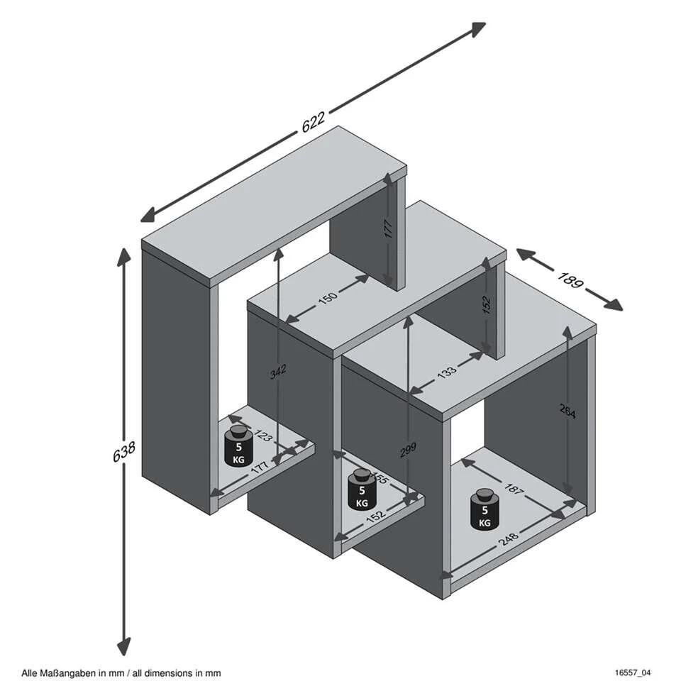 Wandrek Fibi - Wit - 65,5x64x19 Cm 4 Wandrek Fibi - Wit - 65,5x64x19 Cm - Afbeelding 2