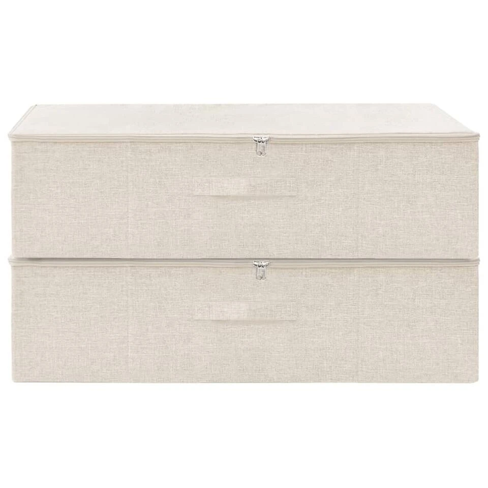 VidaXL Opbergboxen 2 St 70x40x18 Cm Stof Crèmekleurig 5 VidaXL Opbergboxen 2 St 70x40x18 Cm Stof Crèmekleurig - Afbeelding 3