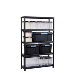 Keter Plus Stellingrek 120/5 - 5 Planken - 120x40x187 Cm - Zwart -Opslag Meubelwinkel 89fae777523d48efa8b2dab7b60cf93b