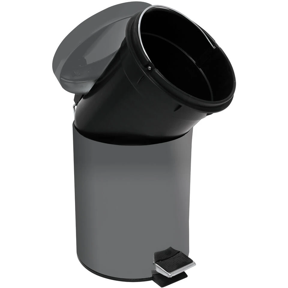MSV Badkamer/toilet Pedaalemmer - Donkergrijs - 3 Liter - 17 X 25 Cm 4 MSV Badkamer/toilet Pedaalemmer - Donkergrijs - 3 Liter - 17 X 25 Cm - Afbeelding 2