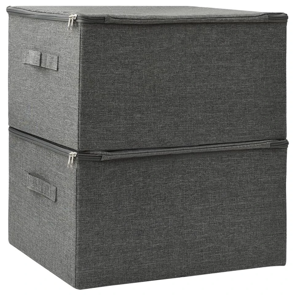 VidaXL Opbergboxen 2 St 43x34x23 Cm Stof Antracietkleurig 6 VidaXL Opbergboxen 2 St 43x34x23 Cm Stof Antracietkleurig - Afbeelding 4