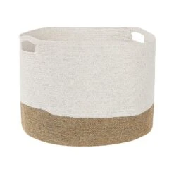 Beliani Mand KAHAN - Wit Katoen, Jute -Opslag Meubelwinkel b0280f4b18484ca89d25ac0f6baddac1