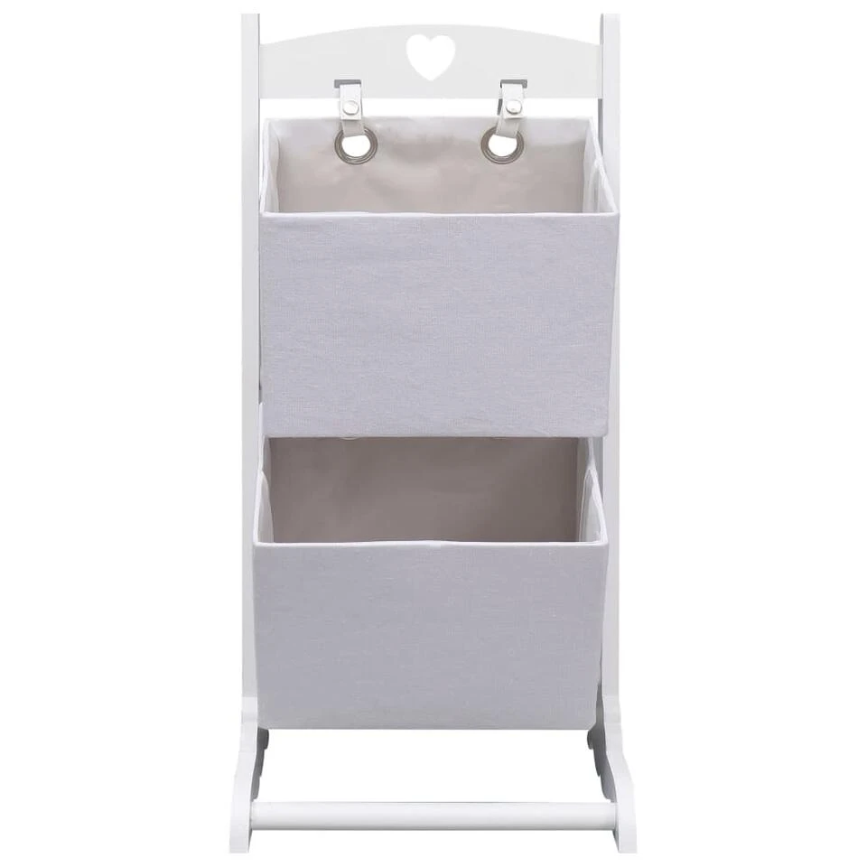 VidaXL Mandenrek 2-laags 35x35x72 Cm Hout Wit 4 VidaXL Mandenrek 2-laags 35x35x72 Cm Hout Wit - Afbeelding 2