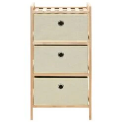 VidaXL Opbergrekken Met 3 Stoffen Manden 2 St Cederhout Beige -Opslag Meubelwinkel badd873a8228467a90029ac01773a79d