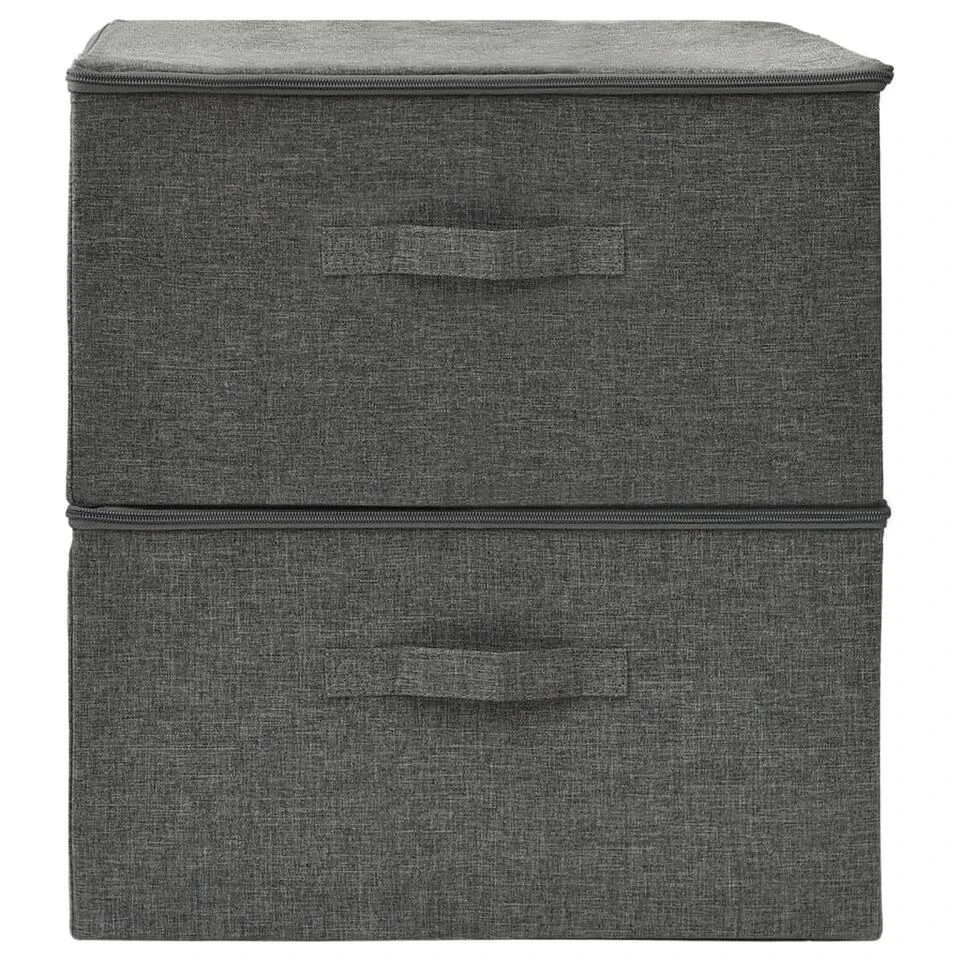VidaXL Opbergboxen 2 St 43x34x23 Cm Stof Antracietkleurig 5 VidaXL Opbergboxen 2 St 43x34x23 Cm Stof Antracietkleurig - Afbeelding 3
