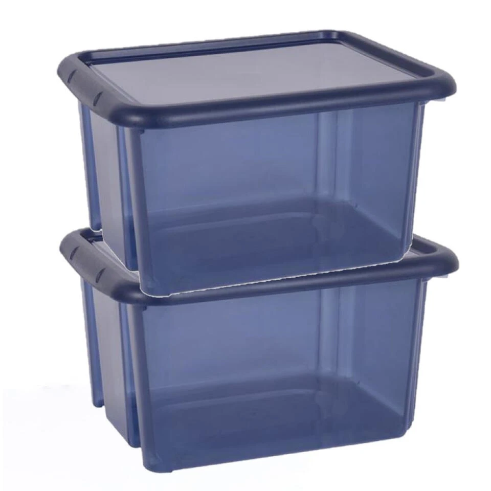 EDA Opbergbox - Donkerblauw - Stapelbaar - L44 X B36 X H25 Cm 4 EDA Opbergbox - Donkerblauw - Stapelbaar - L44 X B36 X H25 Cm - Afbeelding 2