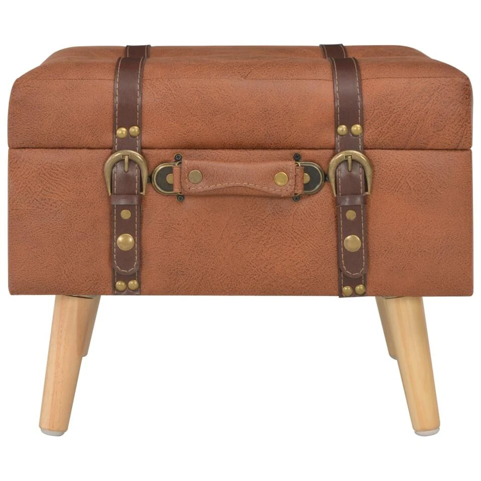 VidaXL Opbergkrukken 3 St Kunstleer Tan 5 VidaXL Opbergkrukken 3 St Kunstleer Tan - Afbeelding 3