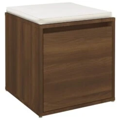 VidaXL Opbergbox Met Lade 40,5x40x40 Cm Bewerkt Hout Bruineikenkleurig -Opslag Meubelwinkel dae235de89d040bcbad7b0c02af656e4