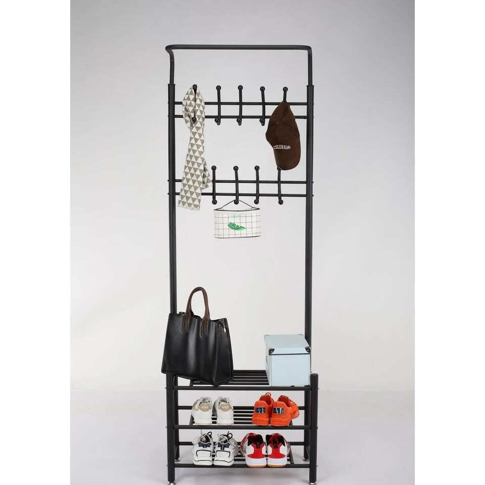 O'DADDY® Kapstok Staand - Schoenenrek - 18 Haken - 66x30x190cm - Zwart 5 O'DADDY® Kapstok Staand - Schoenenrek - 18 Haken - 66x30x190cm - Zwart - Afbeelding 3