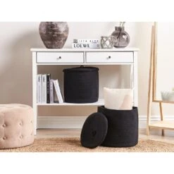 Beliani Mand SILOPI - Zwart Katoen -Opslag Meubelwinkel ddeefe8cc85f429ba810cb145462a6c0