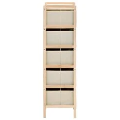 VidaXL Opbergmeubel Met 5 Stoffen Manden Cederhout Beige -Opslag Meubelwinkel dea0ebb3af42429683153d4dca6045b2