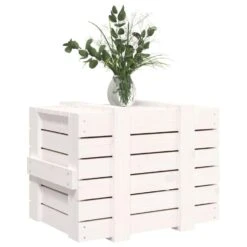 VidaXL Opbergbox 58x40,5x42 Cm Massief Grenenhout Wit -Opslag Meubelwinkel fb9ec7700e7c41cb83e914855fd20e77