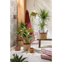 Mand Dille S - Naturel/rood - Zeegras - 38xø29 Cm -Opslag Meubelwinkel sf 70503630 9060